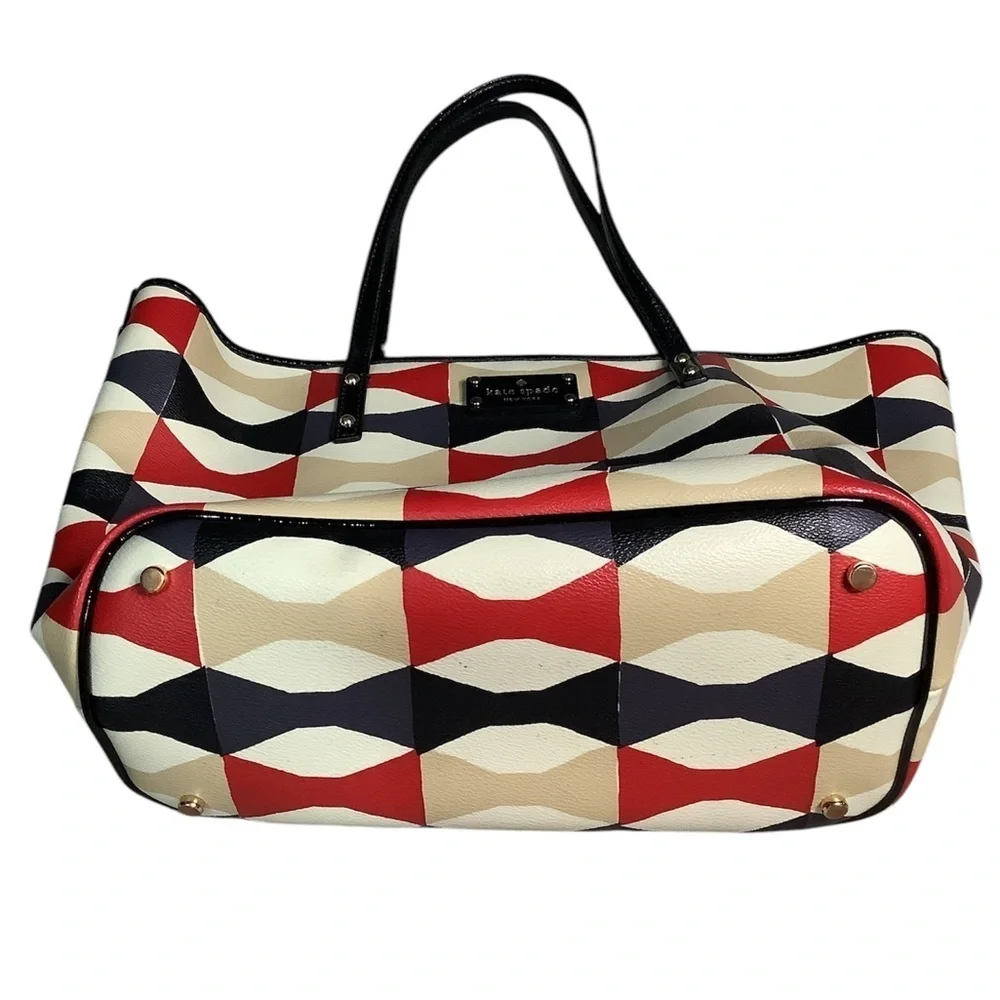 Kate Spade Red and Black Geometric Tote Bag